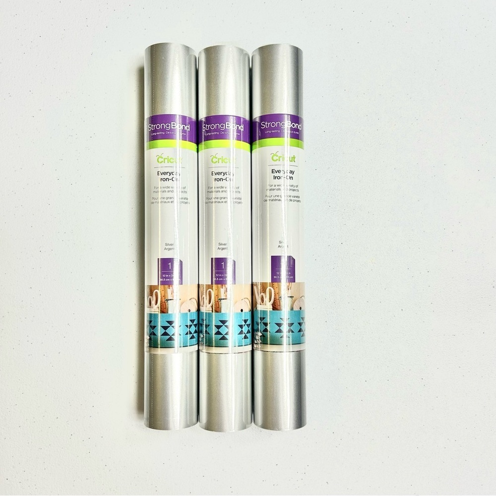 Cricut Pack of 3 StrongBond Iron-on Silver Vinyl Rolls